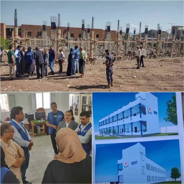 فريق منظمة  للهجرة  الدولية (IOM) يتفقد مشروع إعاد...