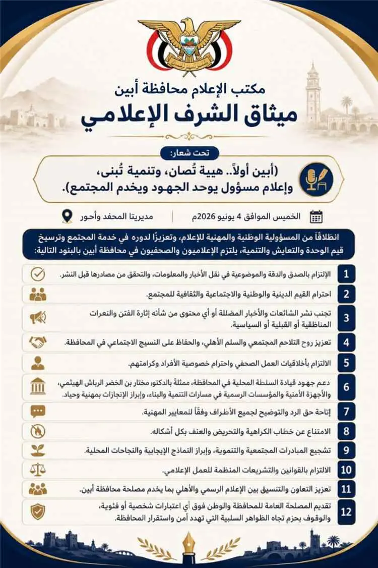 برعاية المحافظ الرباش.. إعلاميو أحور والمحفد يقرّو...