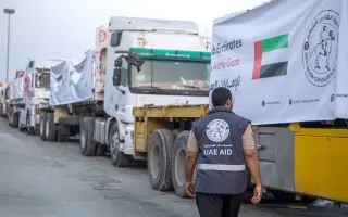 دخول 4 قوافل مساعدات إماراتية إلى غزة تحمل 740 طناً من الطرود الغذائية