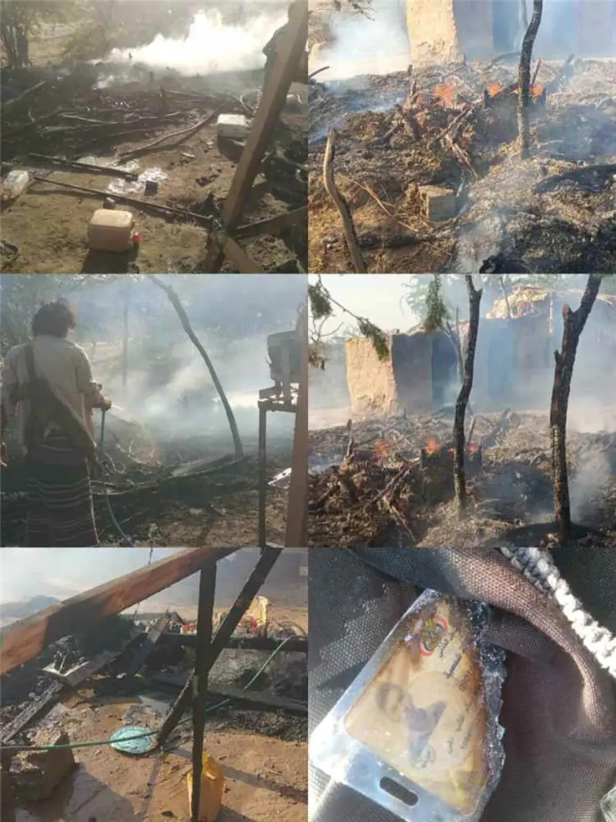 حريق يدمر ثلاث مساكن للنازحين في مخيم بأبين ويضاعف...