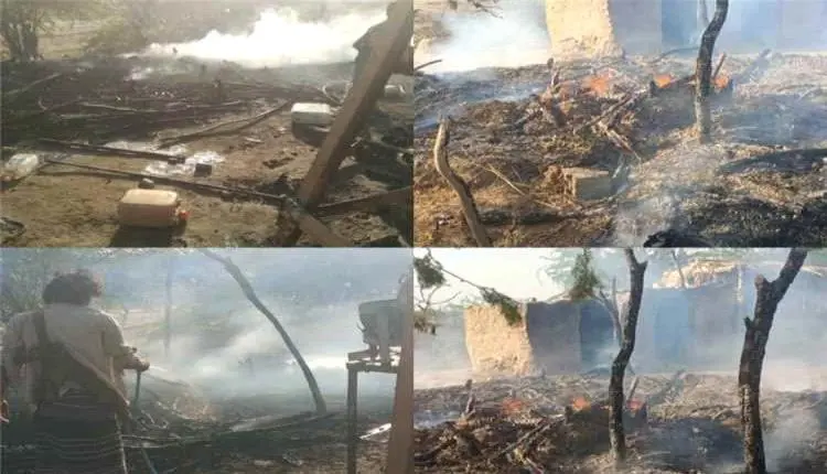 حريق هائل يلتهم 3 مساكن في أبين