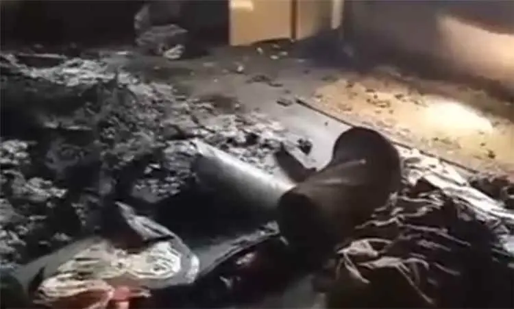 الحو_ثيون يحرقون منزل مواطن في البيضاء بعد اقتحامه...