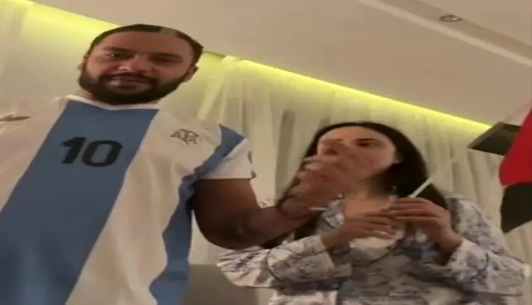زوج آية سماحة يرتدي قميص الأرجنتين قبل مواجهة مصر ويثير موجة واسعة من الانتقادات