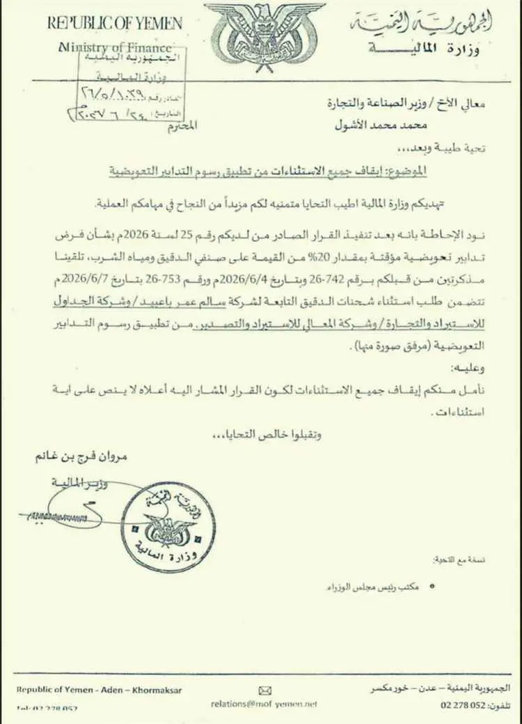وثيقة رسمية تطالب بوقف استثناءات رسوم الدقيق.. وتحذيرات من هدر المال العام وتهديد الأمن الغذائي