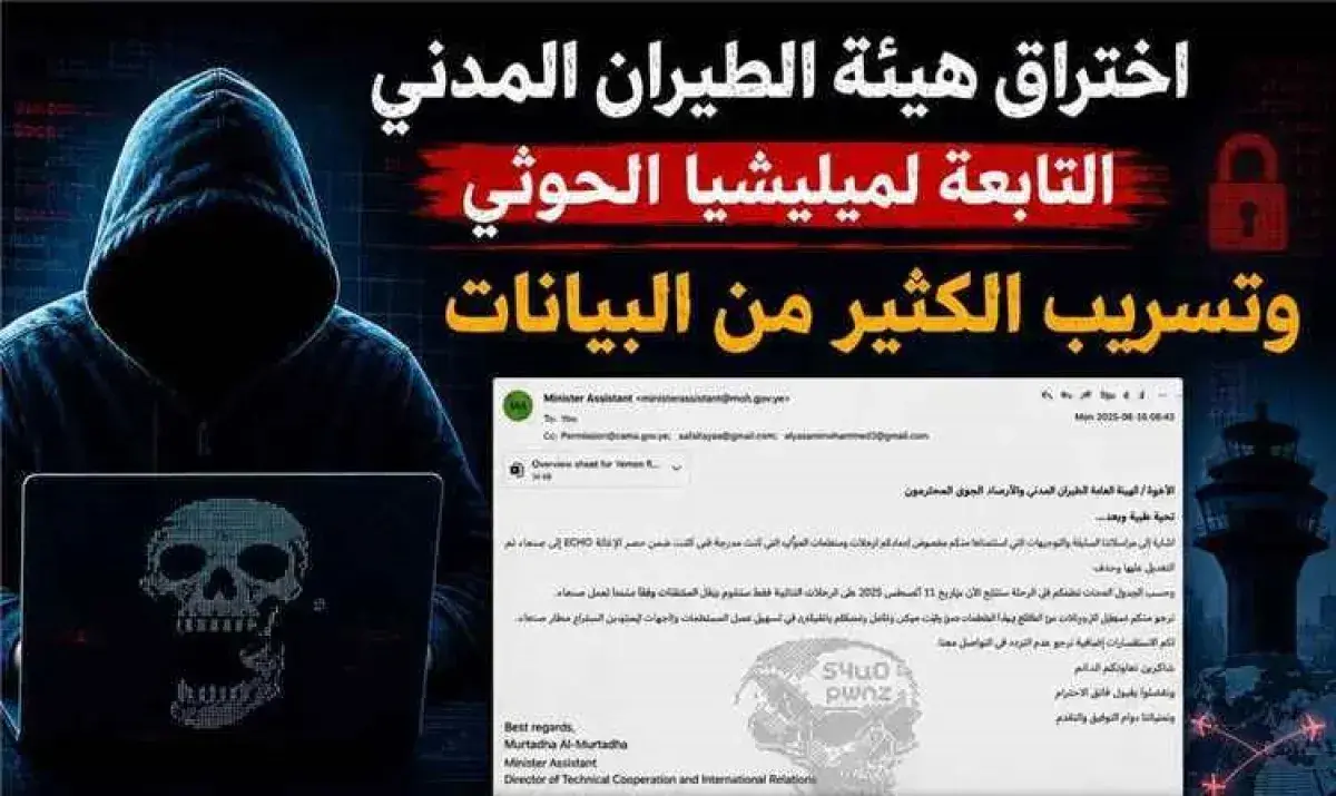 اختراق إلكتروني لأنظمة الطيران المدني الحوثية وسرقة بيانات حساسة
