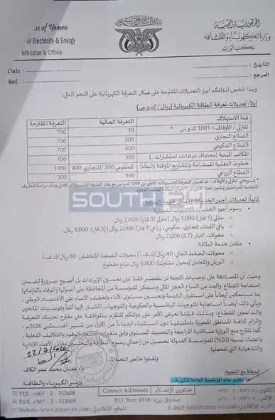 وثائق تكشف مقترحاً حكومياً لرفع تعرفة الكهرباء في...