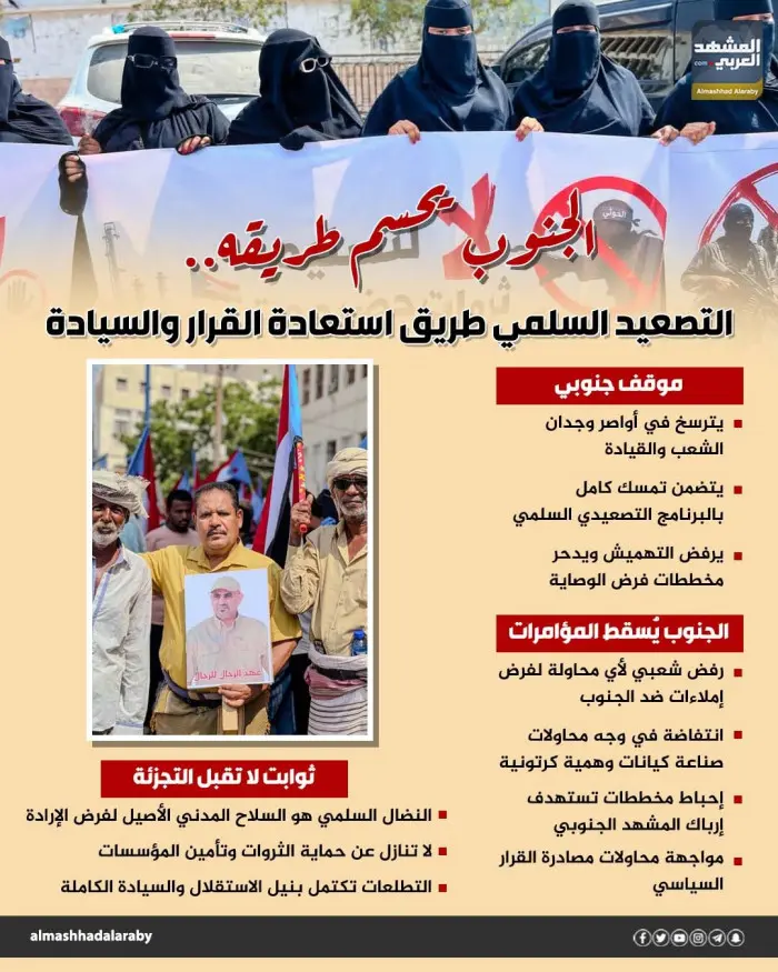 الجنوب يحسم طريقه.. التصعيد السلمي طريق استعادة ال...