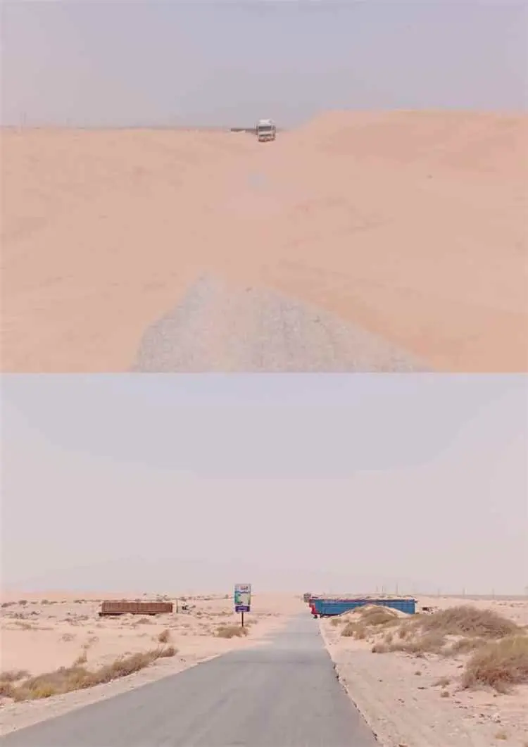 الكثبان الرملية تغلق خط النشيمة الساحلي بشبوة وتعط...
