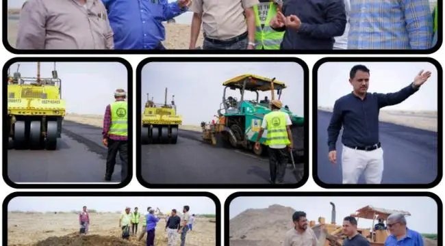 بدء صيانة طريق العلم - دوفس بأبين..  لرفع السلامة...