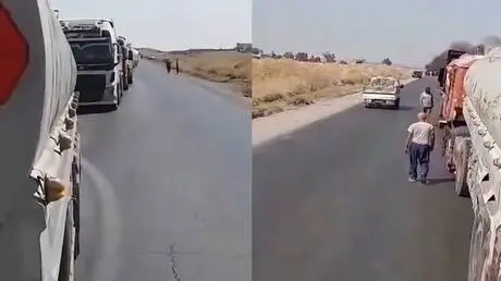 سوريا.. عمال مفصولون يقطعون طريق صهاريج النفط شرق...