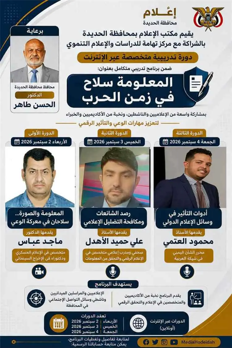 إعلام الحديدة يطلق برنامجا تدريبيا لتعزيز الوعي ال...