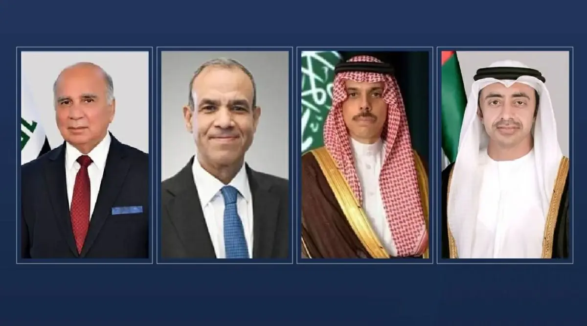 عبدالله بن زايد ووزراء خارجية السعودية ومصر والعرا...