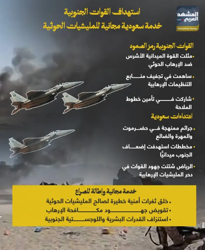 استهداف القوات الجنوبية.. خدمة سعودية مجانية للمليشيات الحوثية (إنفوجراف)