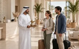 موظف يرتدي الزي الإماراتي وتقديم القهوة والتمر.. ا...