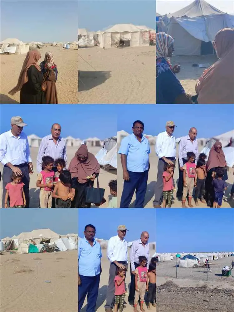 قيادة مجلس عدن الوطني تتفقد أوضاع النازحين في مخيم...