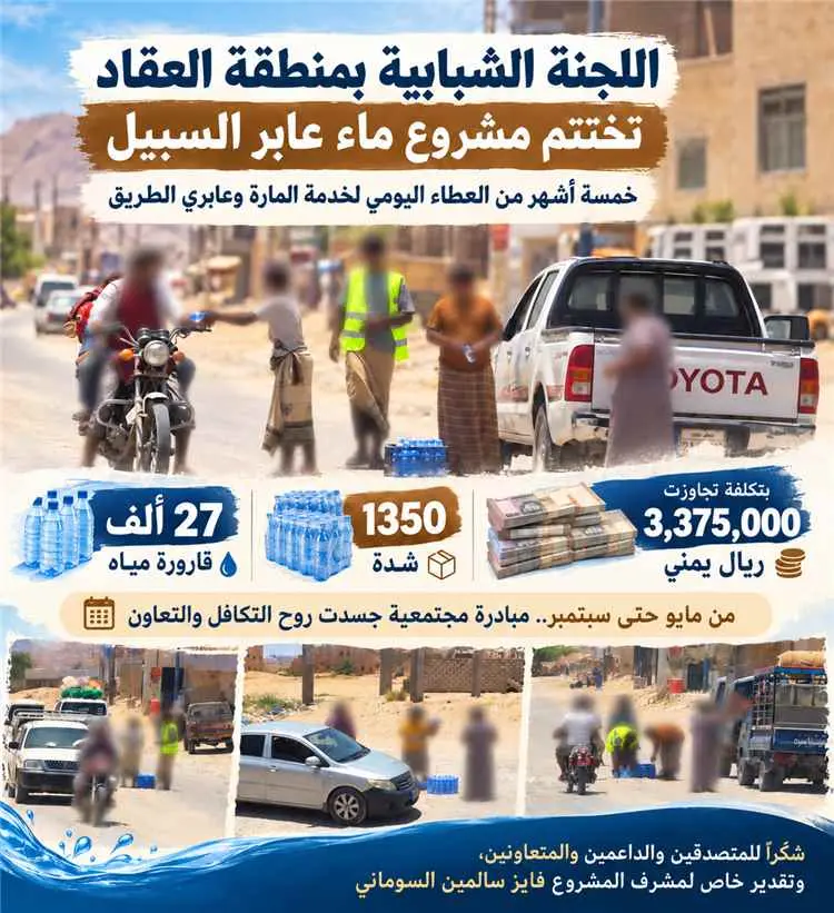 اللجنة الشبابية بمنطقة العقاد تختتم مشروع ماء عابر...