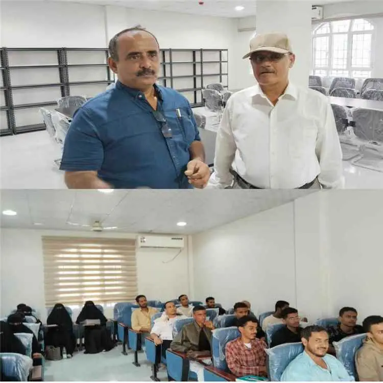 نائب رئيس جامعة لحج يدشن بدأ العام الدراسي بقسم ال...