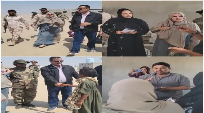 وزيرة المرأة ومدير البريقة يتفقدان مخيم الفردوس ويطلعان على احتياجات 649 أسرة نازحة .