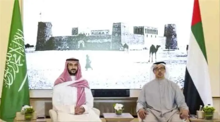 تحرك سعودي إماراتي جديد.. خالد بن سلمان ومنصور بن زايد يبحثان تطورات المنطقة والملف اليمني
