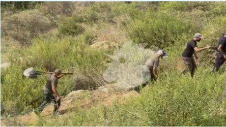الجيش اللبناني يفحص حفرة مشتبها بها في حرج صنوبر ش...