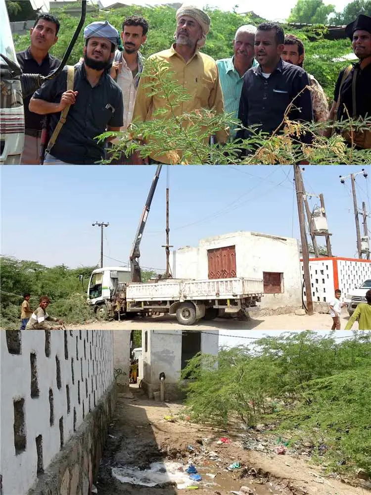 مدير مؤسسة المياه ومدير عام زنجبار يتفقدان أعمال إصلاح آبار المياه حقل ابار زنجبار  لتعزيز إمدادات المدينة