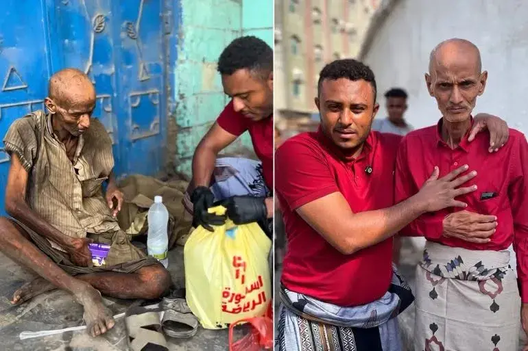 مؤثر يمني يعثر على رجل مشرّد في الحديدة يقال إنه ط...